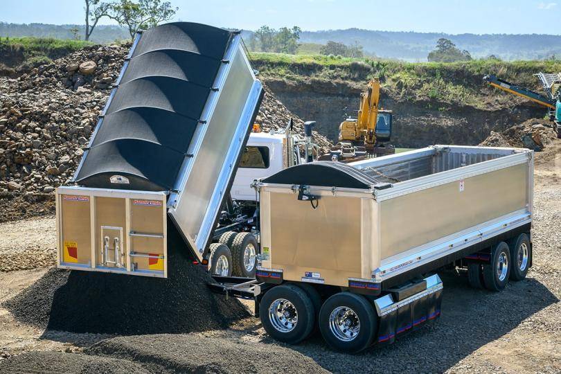 Hamelex White truck and dog tipper trailer bentley quarry